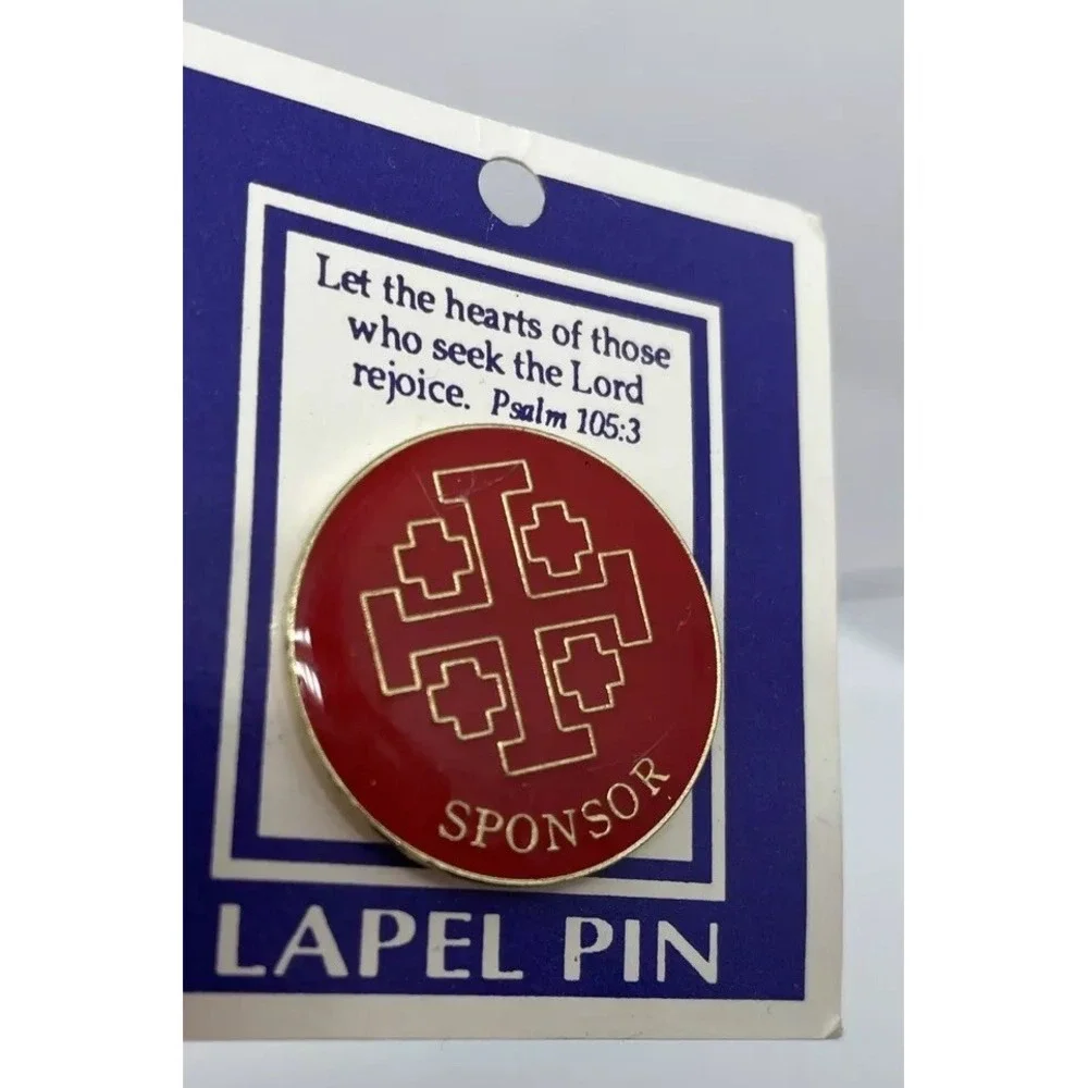Religious Christian Catholic Confirmation Sponsor Pin Red Gold Cross Lapel Pin 1